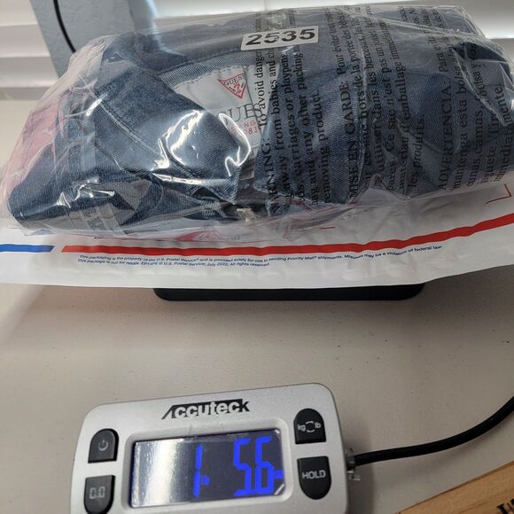 Guess Jacket Med Rigby Denim Moto Zip Distressed Blue Jean Stretch Denim Zip - Picture 15 of 17